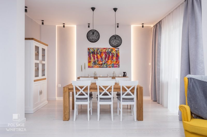 Polskie Wnętrza - Projekt salonu i jadaln w tylu prowansalsko-industrialnym