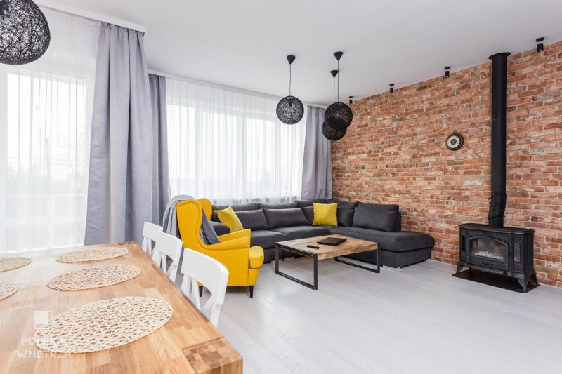 Polskie Wnętrza - Projekt salonu i jadaln w tylu prowansalsko-industrialnym