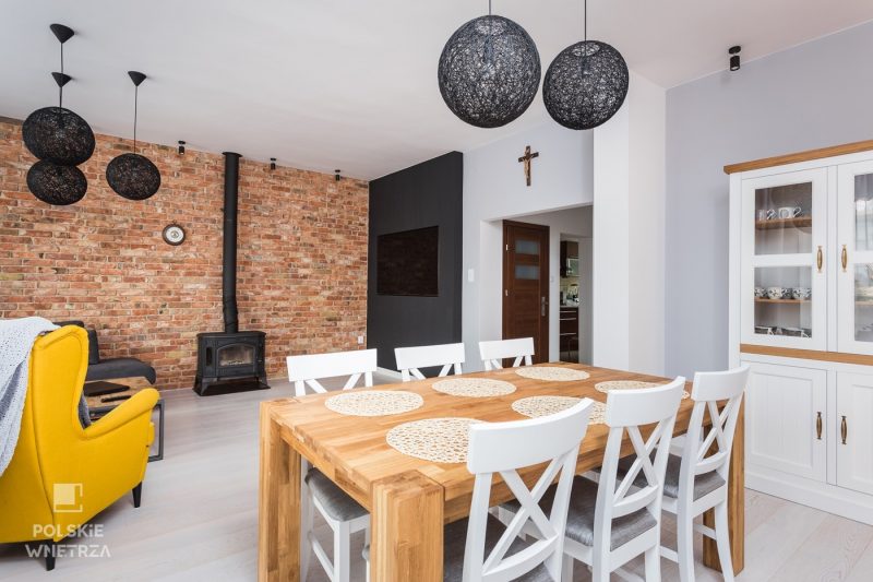 Polskie Wnętrza - Projekt salonu i jadaln w tylu prowansalsko-industrialnym