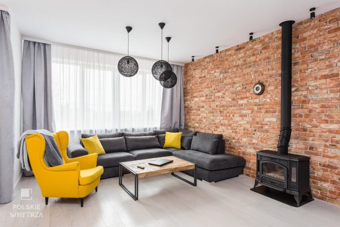 Polskie Wnętrza - Projekt salonu i jadaln w tylu prowansalsko-industrialnym