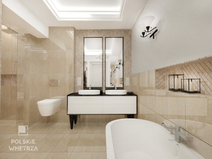 Pokój łazienkowy w stylu neo glamour