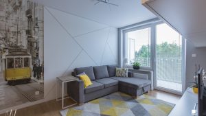 Polskie Wnętrza - ​Trójkąty i tramwaje - projekt mieszkania.