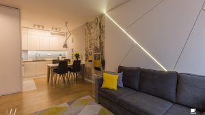 Polskie Wnętrza - ​Trójkąty i tramwaje - projekt mieszkania.