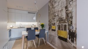 Polskie Wnętrza - ​Trójkąty i tramwaje - projekt mieszkania.