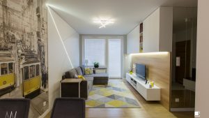 Polskie Wnętrza - ​Trójkąty i tramwaje - projekt mieszkania.