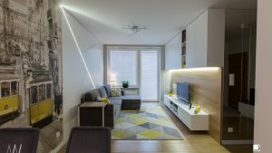 Polskie Wnętrza - ​Trójkąty i tramwaje - projekt mieszkania.