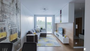 Polskie Wnętrza - ​Trójkąty i tramwaje - projekt mieszkania.