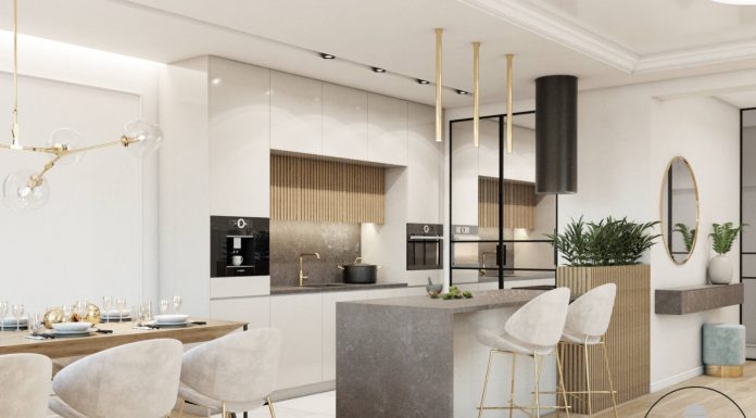 Piękny apartament w złocie Projekt apartamentu w złocie - Polskie Wnętrza